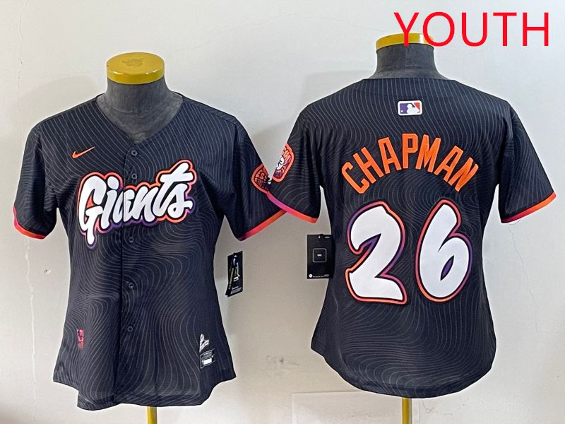 Youth San Francisco Giants #26 Chapman Black Joint Name Nike 2025 MLB Jersey style 1->youth mlb jersey->Youth Jersey